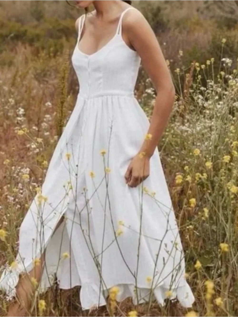 Christy Dawn Nicks Midi Dress White Cream Flowy Textured Woven Material Small - Picture 2 of 8
